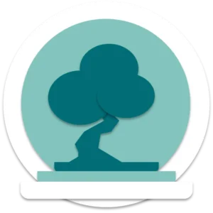 Treevaset logo with a stylized bonsai tree inside a turquoise circle, symbolizing the brand’s bonsai sets and online shop.
