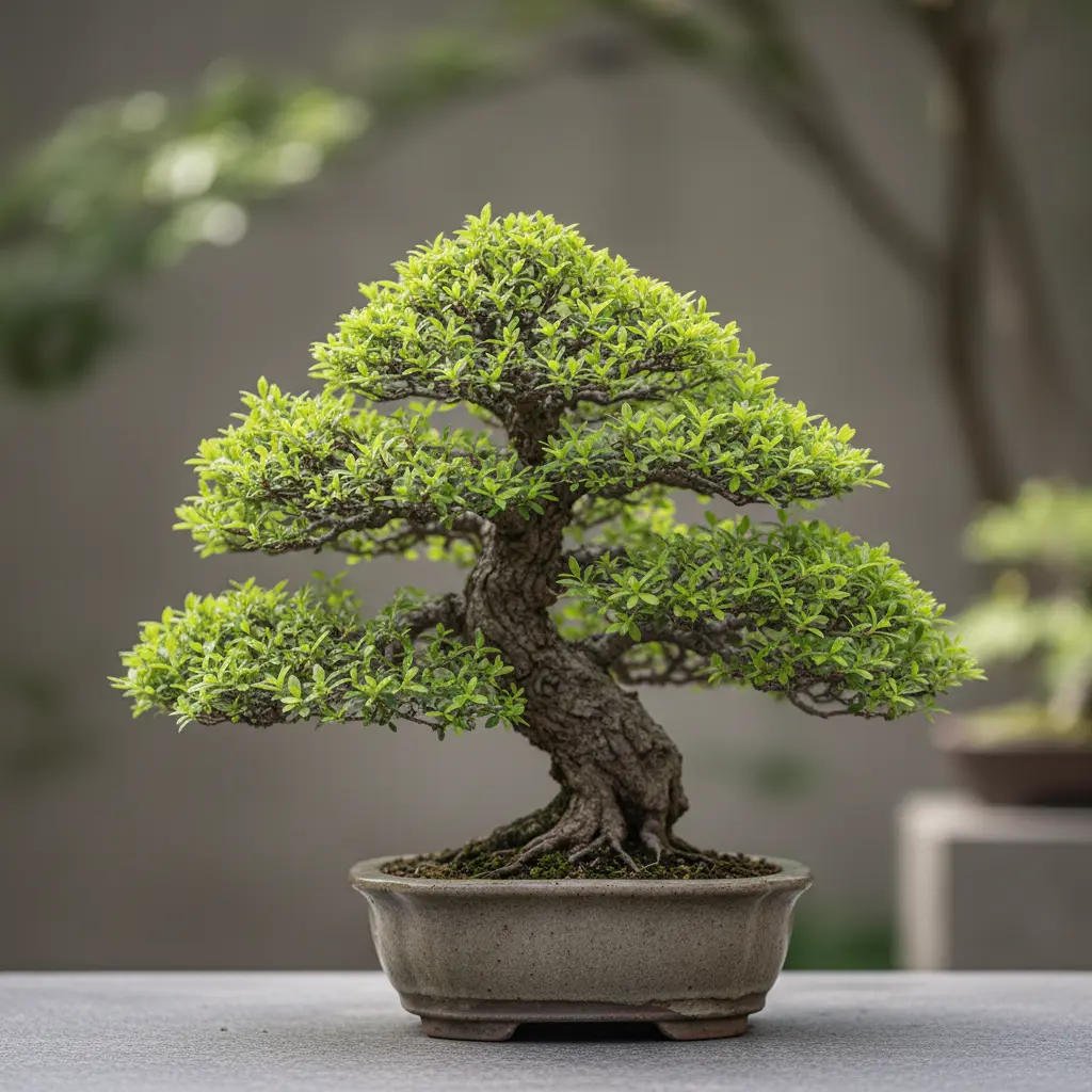 Ulmus-minor-Bonsai mit frischem Grün