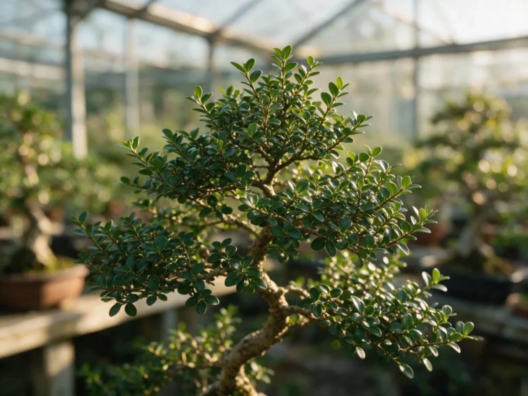 Ligustrum vulgare (privet) bonsai with dense glossy foliage