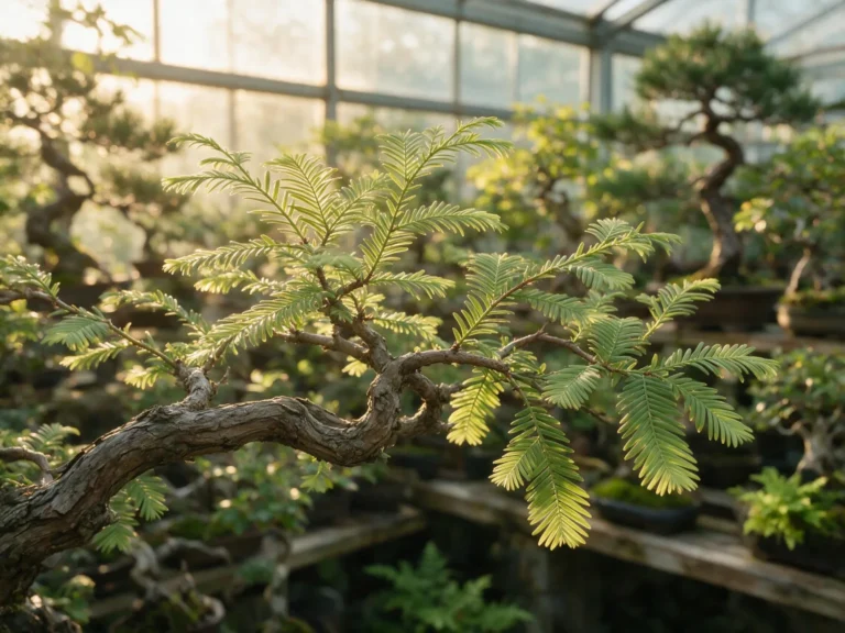 Metasequoia glyptostroboides (dawn redwood) bonsai branch with flat needle sprays
